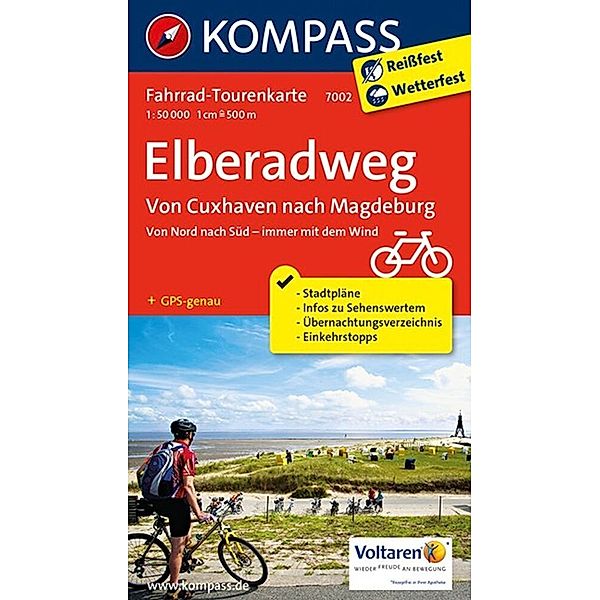 KOMPASS Fahrrad-Tourenkarte Elberadweg 2, Von Cuxhaven nach Magdeburg 1:50.000.Tl.2
