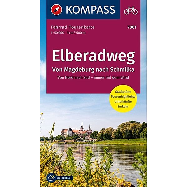 KOMPASS Fahrrad-Tourenkarte Elberadweg - von Magdeburg nach Schmilka 1:50.000