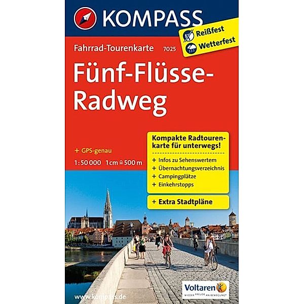 KOMPASS Fahrrad-Tourenkarte Fünf-Flüsse-Radweg 1:50.000