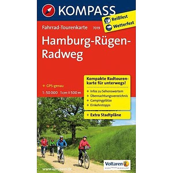 Kompass Fahrrad-Tourenkarte Hamburg-Rügen-Radweg