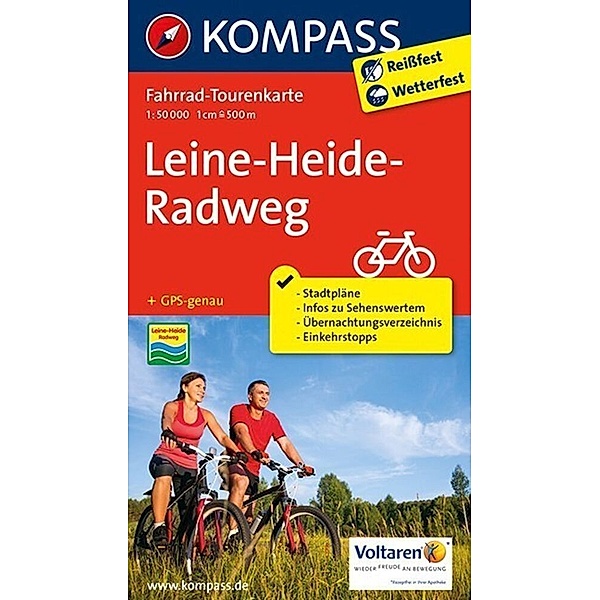 KOMPASS Fahrrad-Tourenkarte Leine-Heide-Radweg 1:50.000