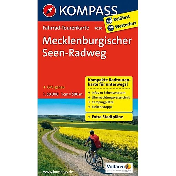 KOMPASS Fahrrad-Tourenkarte Mecklenburgischer Seen-Radweg 1:50.000