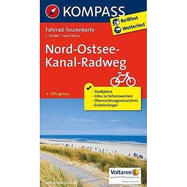 KOMPASS Fahrrad-Tourenkarte Nord-Ostsee-Kanal-Radweg
