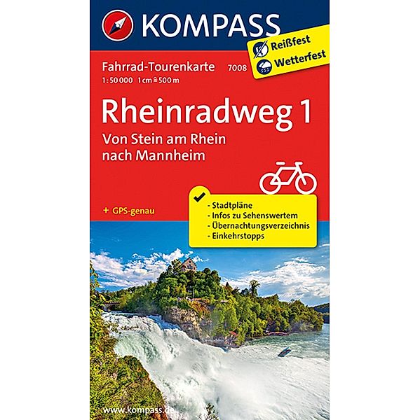KOMPASS Fahrrad-Tourenkarte Rheinradweg 1, Von Stein am Rhein nach Mannheim,  1:50000 Buch jetzt online bei Weltbild.ch bestellen