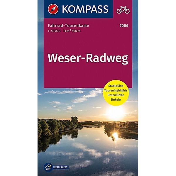 KOMPASS Fahrrad-Tourenkarte Weserradweg 1:50.000