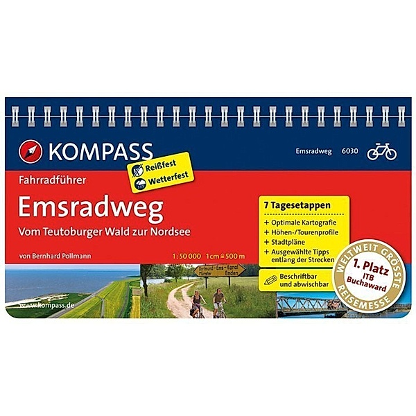 KOMPASS Fahrradführer Emsradweg, Vom Teutoburger Wald zur Nordsee, Bernhard Pollmann