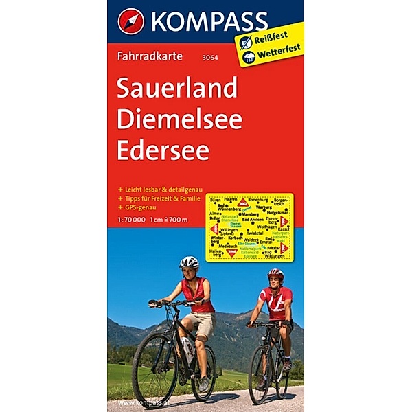 KOMPASS Fahrradkarte 3064 Sauerland - Diemelsee - Edersee 1:70.000