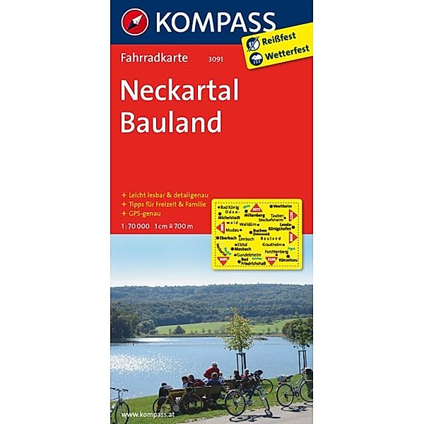 KOMPASS Fahrradkarte 3091 Neckartal - Bauland 1:70.000