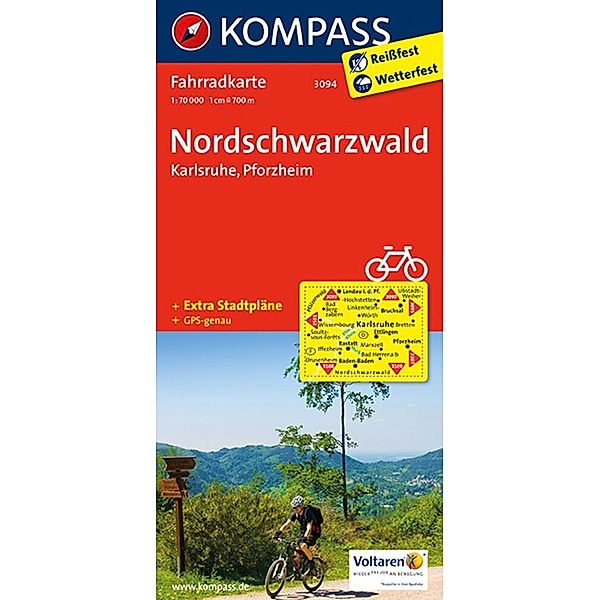 KOMPASS Fahrradkarte 3094 Nordschwarzwald - Karlsruhe - Pforzheim 1:70.000