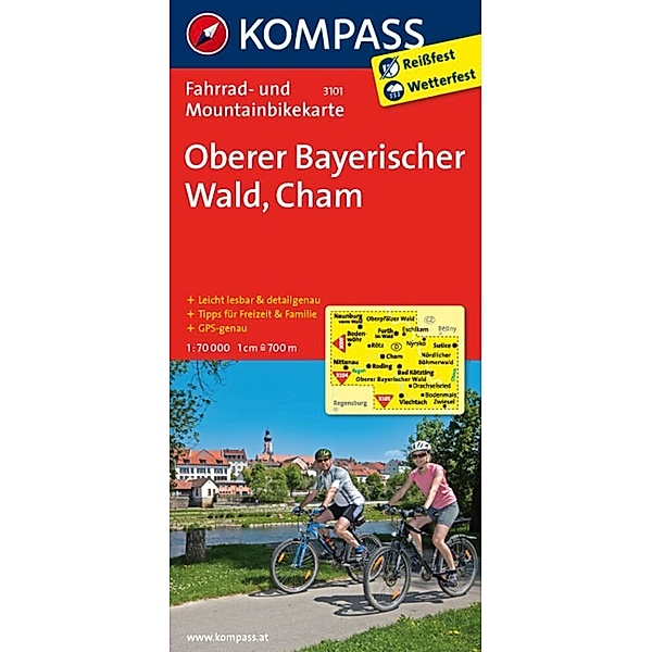 KOMPASS Fahrradkarte 3101 Oberer Bayerischer Wald - Cham 1:70.000