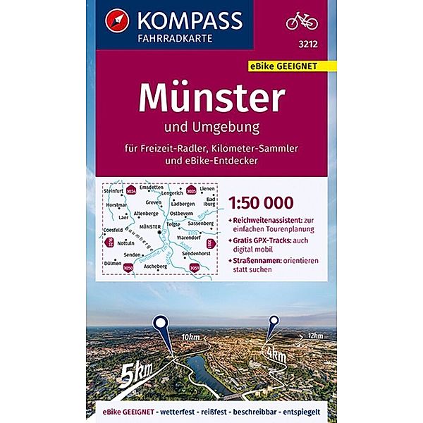 KOMPASS Fahrradkarte 3212 Münster und Umgebung 1:50.000