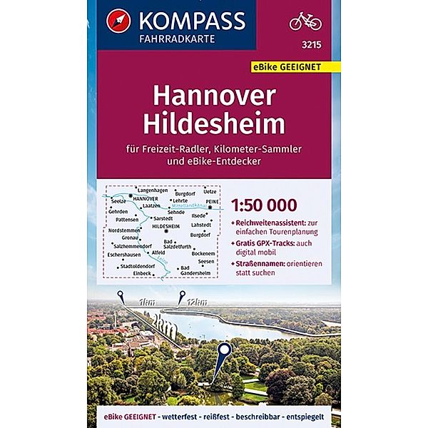 KOMPASS Fahrradkarte 3215 Hannover, Hildesheim 1:50.000