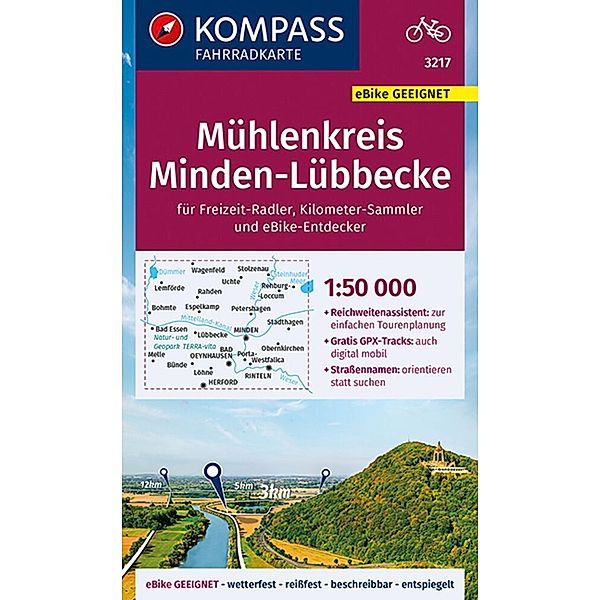 KOMPASS Fahrradkarte 3217 Mühlenkreis Minden-Lübbecke 1:50.000