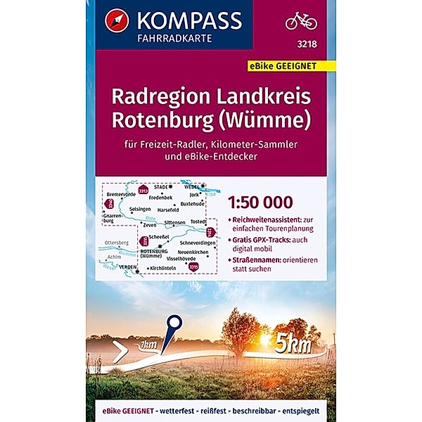 KOMPASS Fahrradkarte 3218 Radregion Landkreis Rotenburg (Wümme) 1:50.000