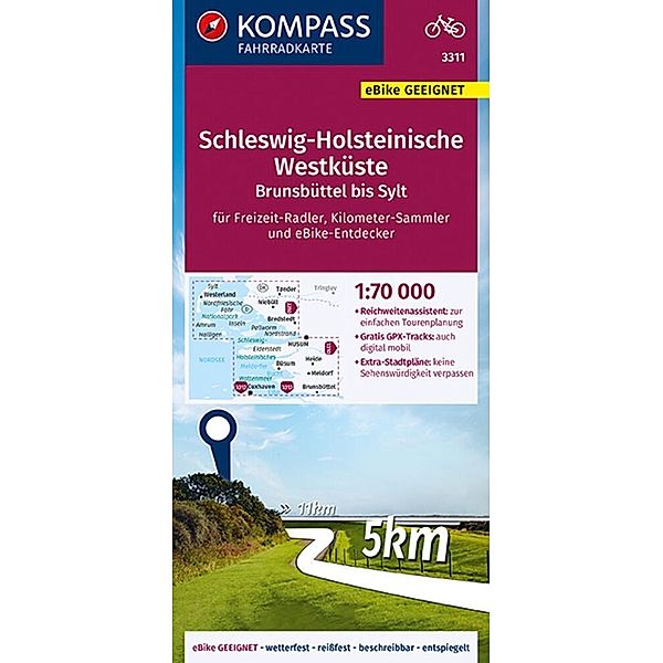 KOMPASS Fahrradkarte 3311 Schleswig-Holsteinische Westküste 1:70.000