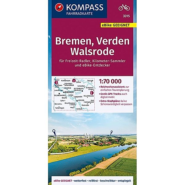 KOMPASS Fahrradkarte 3315 Bremen, Verden, Walsrode 1:70.000