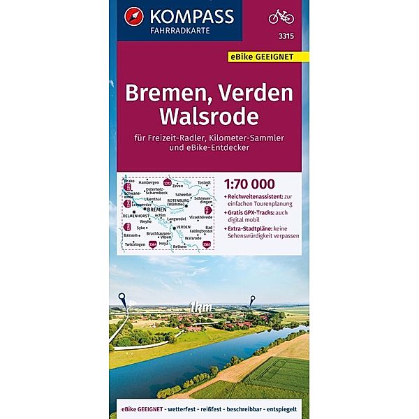 KOMPASS Fahrradkarte 3315 Bremen, Verden, Walsrode 1:70.000