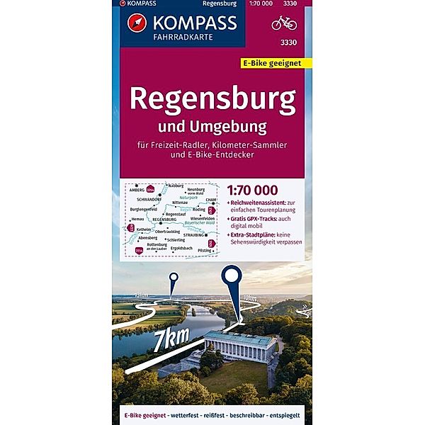 KOMPASS Fahrradkarte 3330 Regensburg und Umgebung 1:70.000