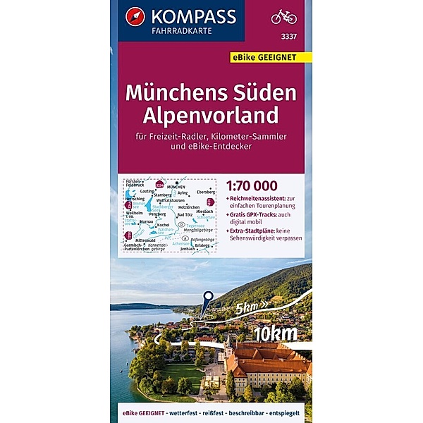 KOMPASS Fahrradkarte 3337 Münchens Süden, Alpenvorland 1:70.000