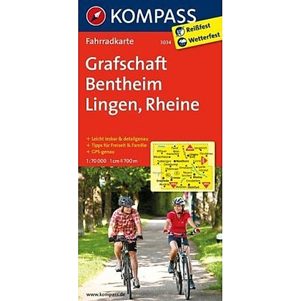 Kompass Fahrradkarten: KOMPASS Fahrradkarte Grafschaft Bentheim - Lingen - Rheine
