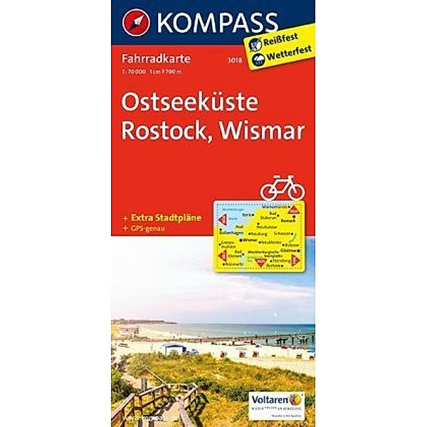 Kompass Fahrradkarten: Kompass Fahrradkarte Ostseeküste, Rostock, Wismar