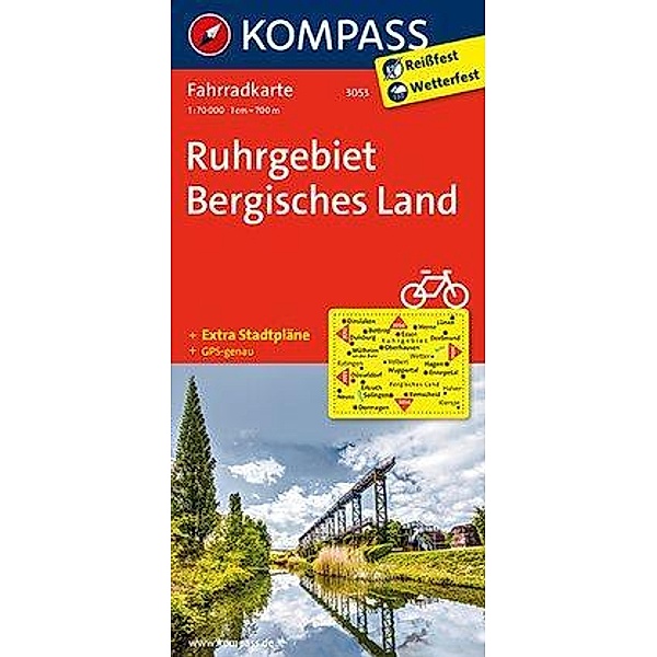 Kompass Fahrradkarten: KOMPASS Fahrradkarte 3053 Ruhrgebiet - Bergisches Land, 1:70000