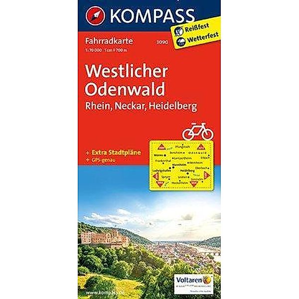 Kompass Fahrradkarten: KOMPASS Fahrradkarte Westlicher Odenwald - Rhein - Neckar - Heidelberg