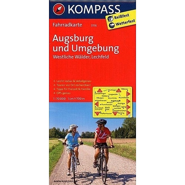 Kompass Fahrradkarten: KOMPASS Fahrradkarte Augsburg und Umgebung - Westliche Wälder - Lechfeld