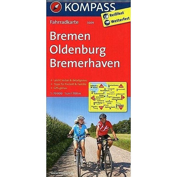 Kompass Fahrradkarten: Kompass Fahrradkarte Bremen, Oldenburg, Bremerhaven