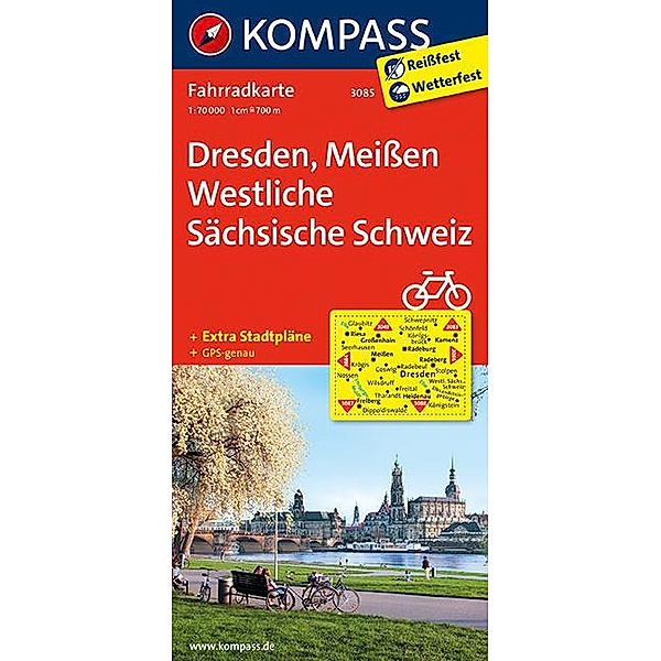 Kompass Fahrradkarten: Kompass Fahrradkarte Dresden, Meißen, Westliche Sächsische Schweiz