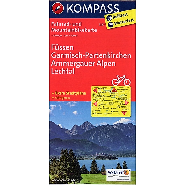 Kompass Fahrradkarten: KOMPASS Fahrradkarte Füssen - Garmisch-Partenkirchen - Ammergauer Alpen - Lechtal