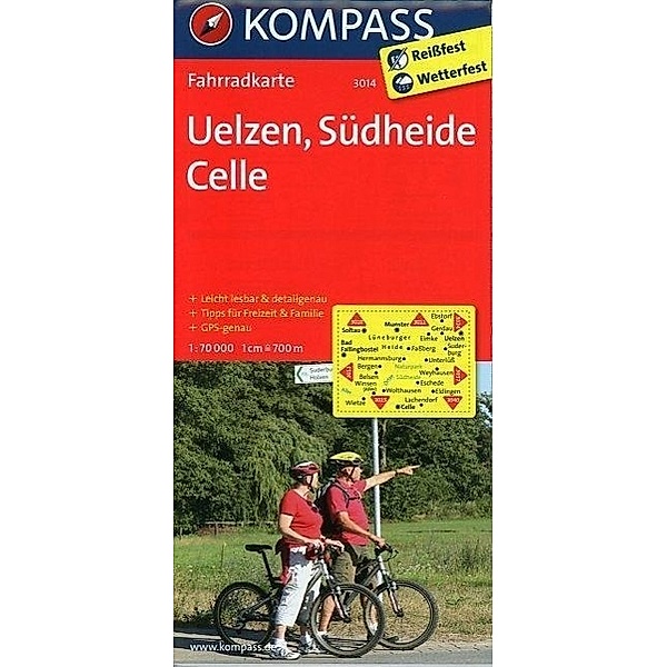 Kompass Fahrradkarten: KOMPASS Fahrradkarte Uelzen - Südheide - Celle