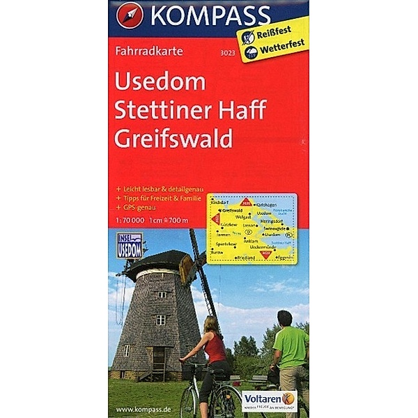 Kompass Fahrradkarten: Kompass Fahrradkarte Usedom, Stettiner Haff, Greifswald