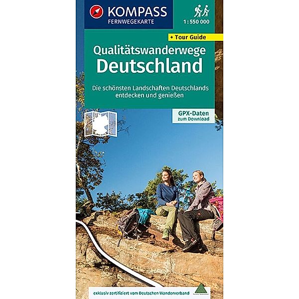 KOMPASS Fernwegekarte Qualitätswanderwege Deutschland 1:550.000