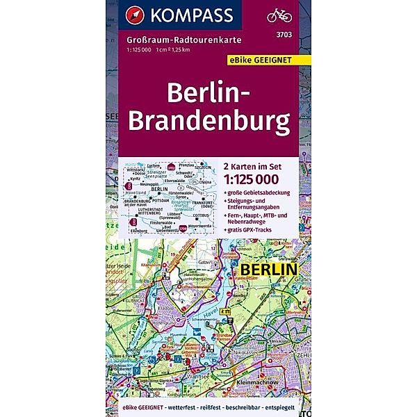 KOMPASS Großraum-Radtourenkarte 3703 Berlin-Brandenburg 1:125.000