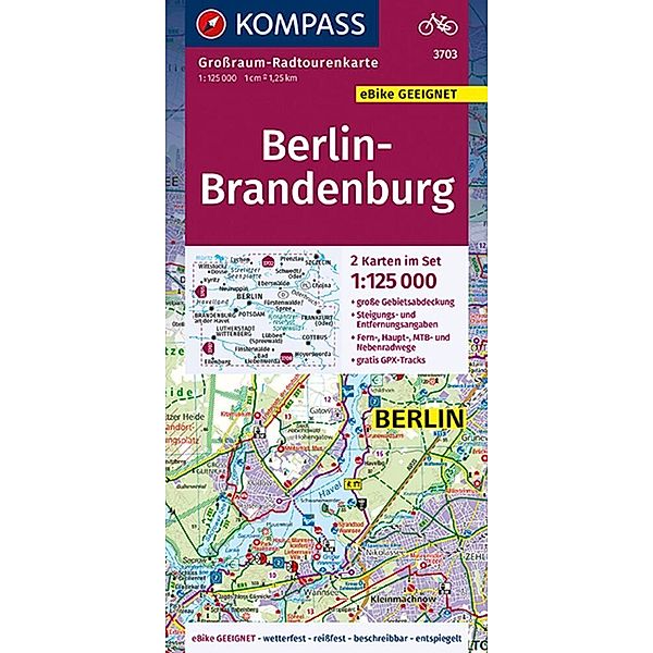 KOMPASS Großraum-Radtourenkarte Berlin-Brandenburg, 1:125000