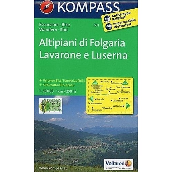 Kompass Karte Altipiani di Folgaria, Lavarone e Luserna