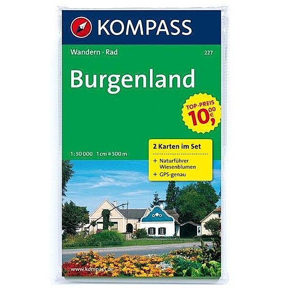 Kompass Karte Burgenland, 2 Bl. m. Kompass Naturführer Wiesenblumen