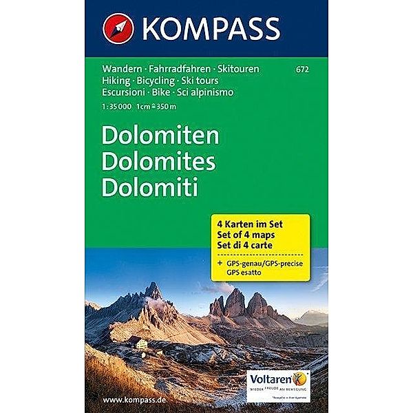 Kompass Karte Dolomiten, 4 Bl.. Dolomites / Dolomiti