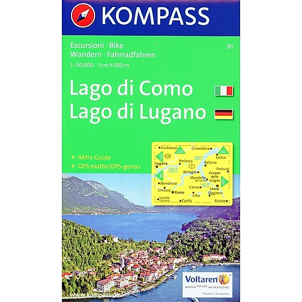 Kompass Karte Lago di Como, Lago di Lugano