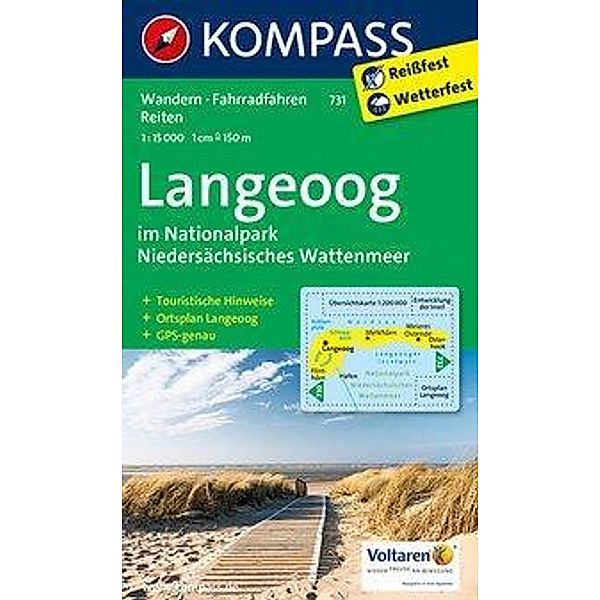 Kompass Karte Langeoog im Nationalpark Niedersächsisches Wattenmeer