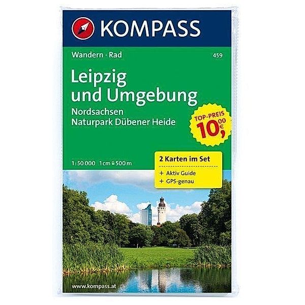 Kompass Karte Leipzig und Umgebung, Nordsachsen, Naturpark Dübener Heide, 2 Bl.