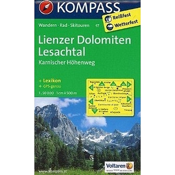 Kompass Karte Lienzer Dolomiten, Lesachtal, Karnischer Höhenweg