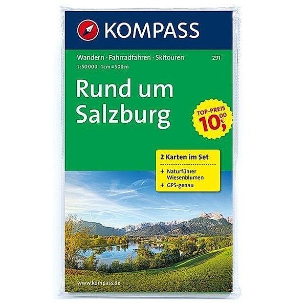 Kompass Karte Rund um Salzburg, 2 Bl. m. Kompass Naturführer Wiesenblumen