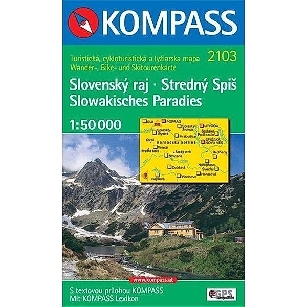 Kompass Karte Slowakisches Paradies Slovensky ray, Stredny Spis Buch