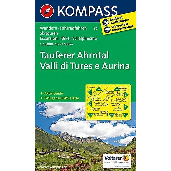 Kompass Karte Tauferer Ahrntal. Valle di Tures e Aurina