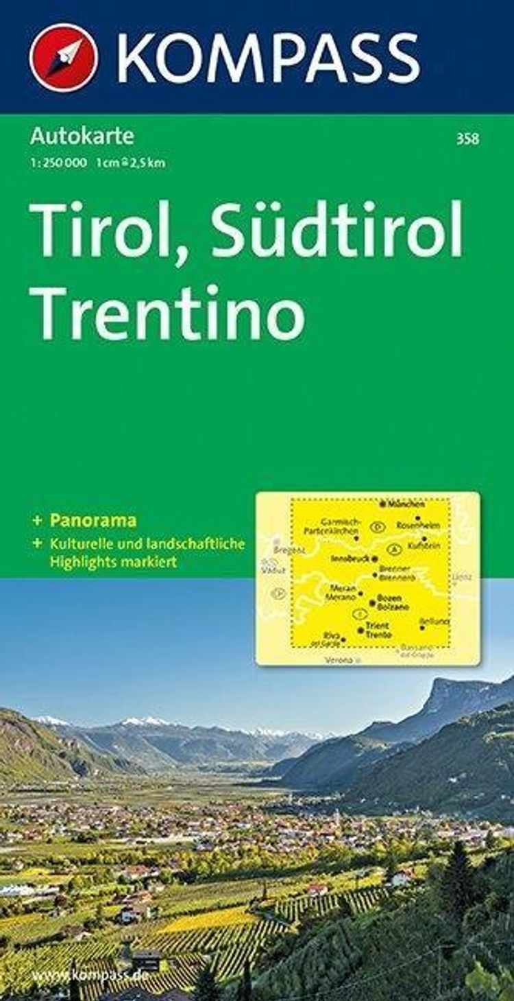 Kompass Karte Tirol, Südtirol, Trentino Tirol, Alto Adige, Trentino