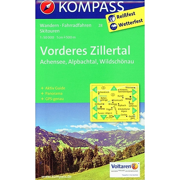 Kompass Karte Vorderes Zillertal, Achensee, Alpbachtal, Wildschönau
