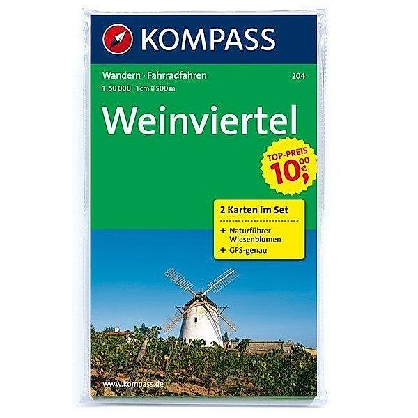 Kompass Karte Weinviertel, 2 Bl. m. Kompass Naturführer Wiesenblumen