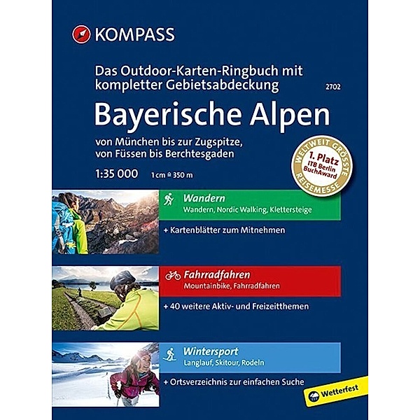 KOMPASS Outdoor-Karte Ringbuch Bayerische Alpen - von München bis zur Zugspitze, von Füssen bis Berchtesgaden 1:35.000